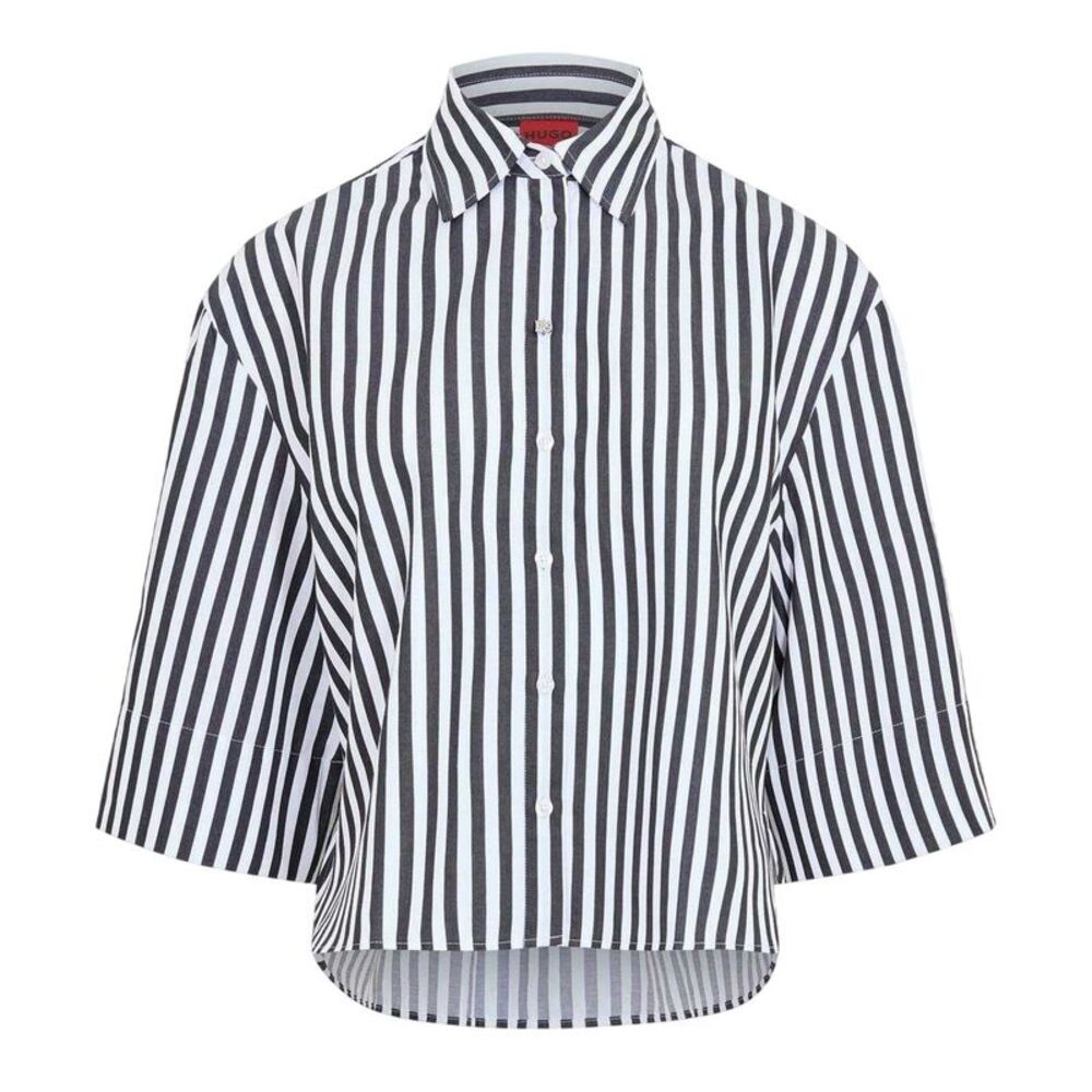 Hugo Womens/Ladies Striped Drop  Boxy Shirt / Brown